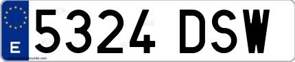 Ejemplo de matrícula española 5324 DSW