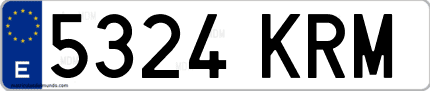 Ejemplo de matrícula de coche ordinaria 5324 KRM