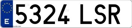 Ejemplo de matrícula española 5324 LSR