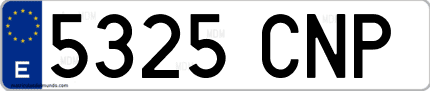 Ejemplo de matrícula de coche ordinaria 5325 CNP