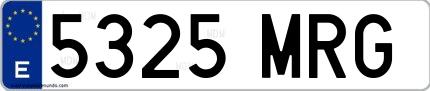 Ejemplo de matrícula española 5325 MRG