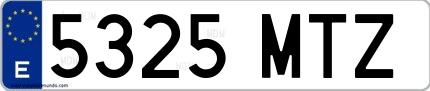 Ejemplo de matrícula española 5325 MTZ