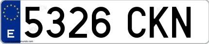 Ejemplo de matrícula española 5326 CKN