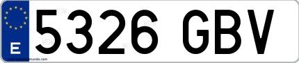 Ejemplo de matrícula española 5326 GBV