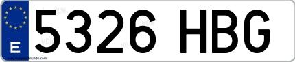 Ejemplo de matrícula española 5326 HBG
