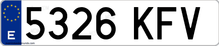 Ejemplo de matrícula de coche ordinaria 5326 KFV