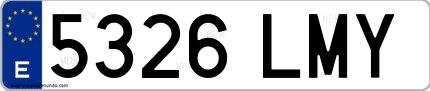 Ejemplo de matrícula española 5326 LMY