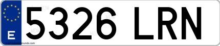 Ejemplo de matrícula española 5326 LRN