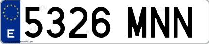 Ejemplo de matrícula española 5326 MNN