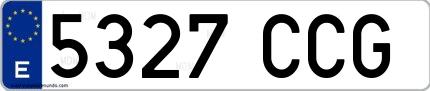 Ejemplo de matrícula española 5327 CCG