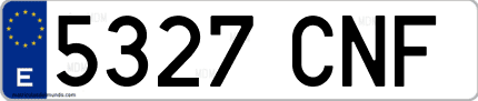 Ejemplo de matrícula de coche ordinaria 5327 CNF