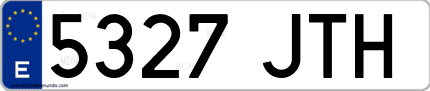 Ejemplo de matrícula de coche ordinaria 5327 JTH