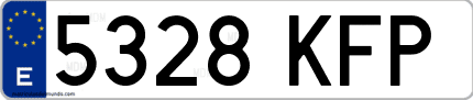 Ejemplo de matrícula de coche ordinaria 5328 KFP