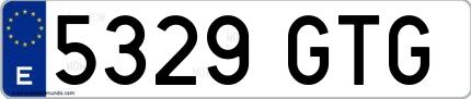 Ejemplo de matrícula española 5329 GTG
