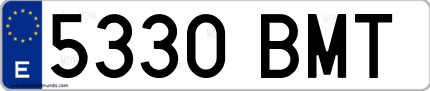 Ejemplo de matrícula de coche ordinaria 5330 BMT