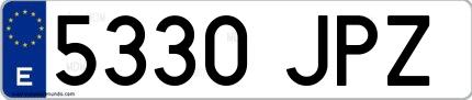 Ejemplo de matrícula española 5330 JPZ