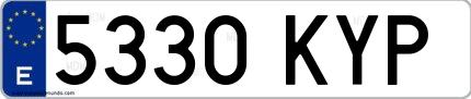 Ejemplo de matrícula española 5330 KYP