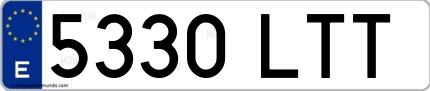 Ejemplo de matrícula española 5330 LTT