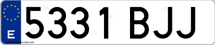 Ejemplo de matrícula de coche ordinaria 5331 BJJ