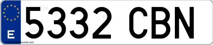 Ejemplo de matrícula española 5332 CBN