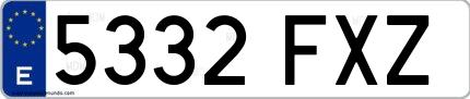 Ejemplo de matrícula española 5332 FXZ
