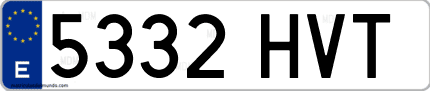 Ejemplo de matrícula de coche ordinaria 5332 HVT