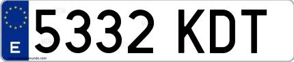 Ejemplo de matrícula española 5332 KDT