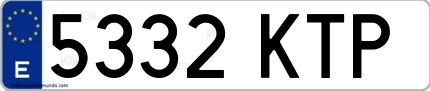 Ejemplo de matrícula española 5332 KTP