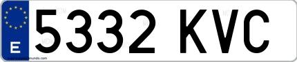 Ejemplo de matrícula española 5332 KVC