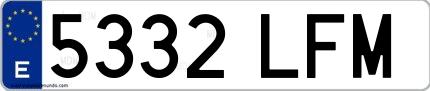 Ejemplo de matrícula española 5332 LFM