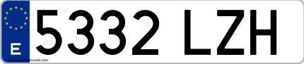 Ejemplo de matrícula española 5332 LZH