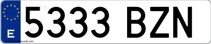 Ejemplo de matrícula española 5333 BZN