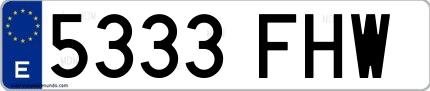Ejemplo de matrícula española 5333 FHW