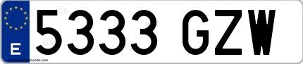 Ejemplo de matrícula española 5333 GZW