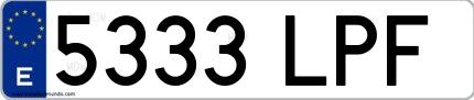 Ejemplo de matrícula española 5333 LPF