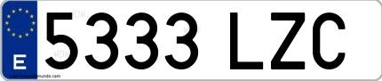 Ejemplo de matrícula española 5333 LZC