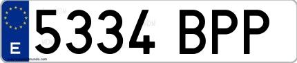 Ejemplo de matrícula española 5334 BPP