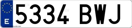 Ejemplo de matrícula española 5334 BWJ