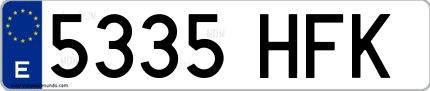 Ejemplo de matrícula española 5335 HFK