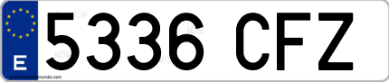Ejemplo de matrícula de coche ordinaria 5336 CFZ
