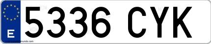 Ejemplo de matrícula española 5336 CYK