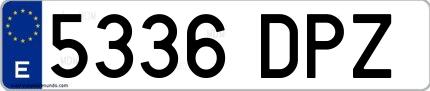 Ejemplo de matrícula española 5336 DPZ