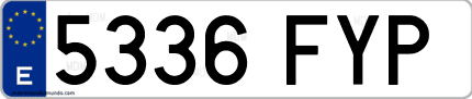 Ejemplo de matrícula de coche ordinaria 5336 FYP