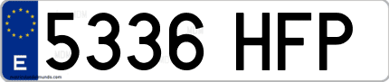 Ejemplo de matrícula de coche ordinaria 5336 HFP