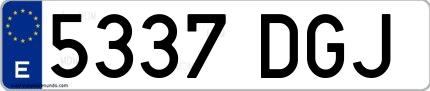 Ejemplo de matrícula española 5337 DGJ