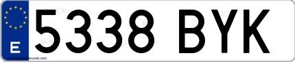 Ejemplo de matrícula española 5338 BYK