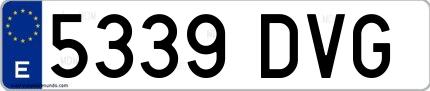 Ejemplo de matrícula española 5339 DVG