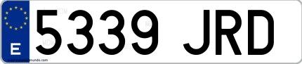 Ejemplo de matrícula española 5339 JRD