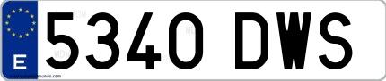 Ejemplo de matrícula española 5340 DWS