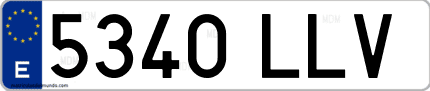 Ejemplo de matrícula de coche ordinaria 5340 LLV